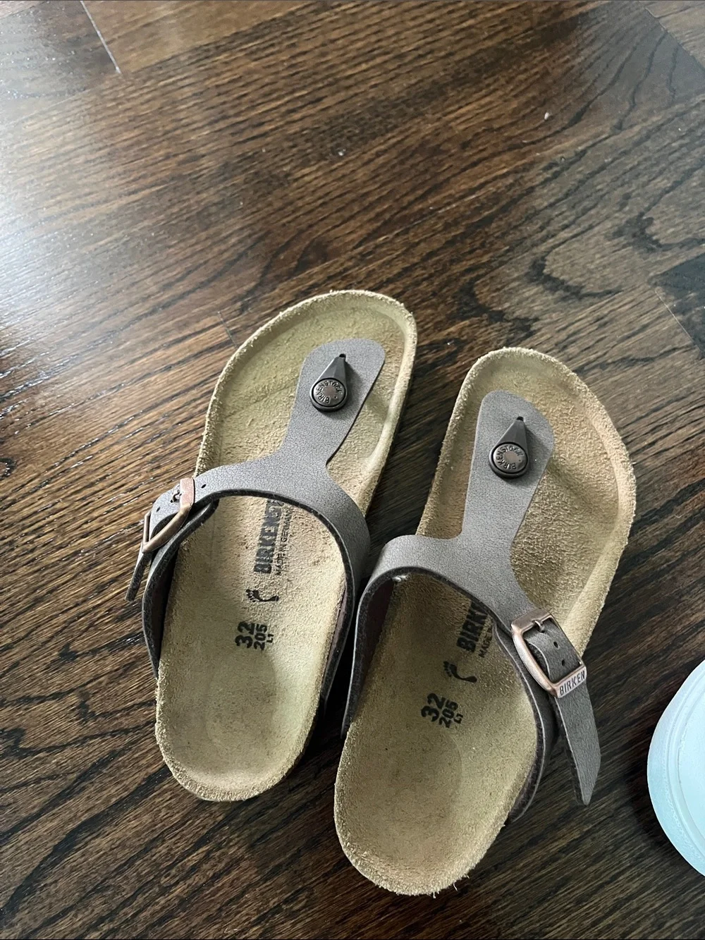 Birkenstock Kids Taupe Brown Toe-Post Sandals with Buckle
